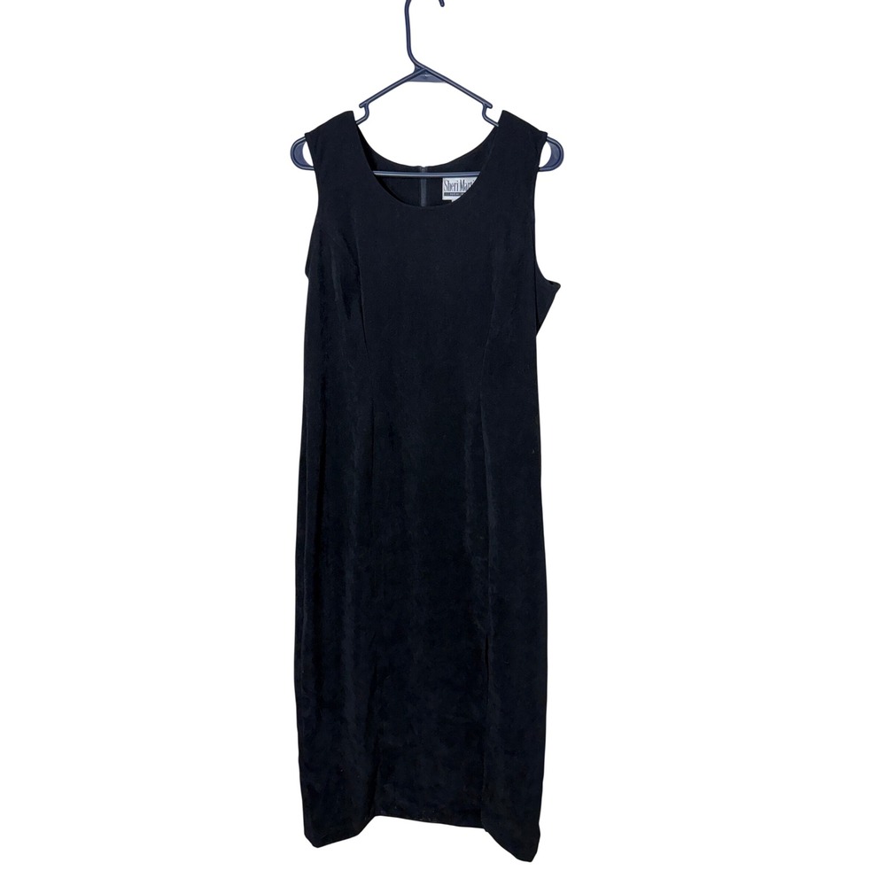 Sheri Martin New York‎ Black Faux Suede Sleeveless Maxi Sheath Dress Size L